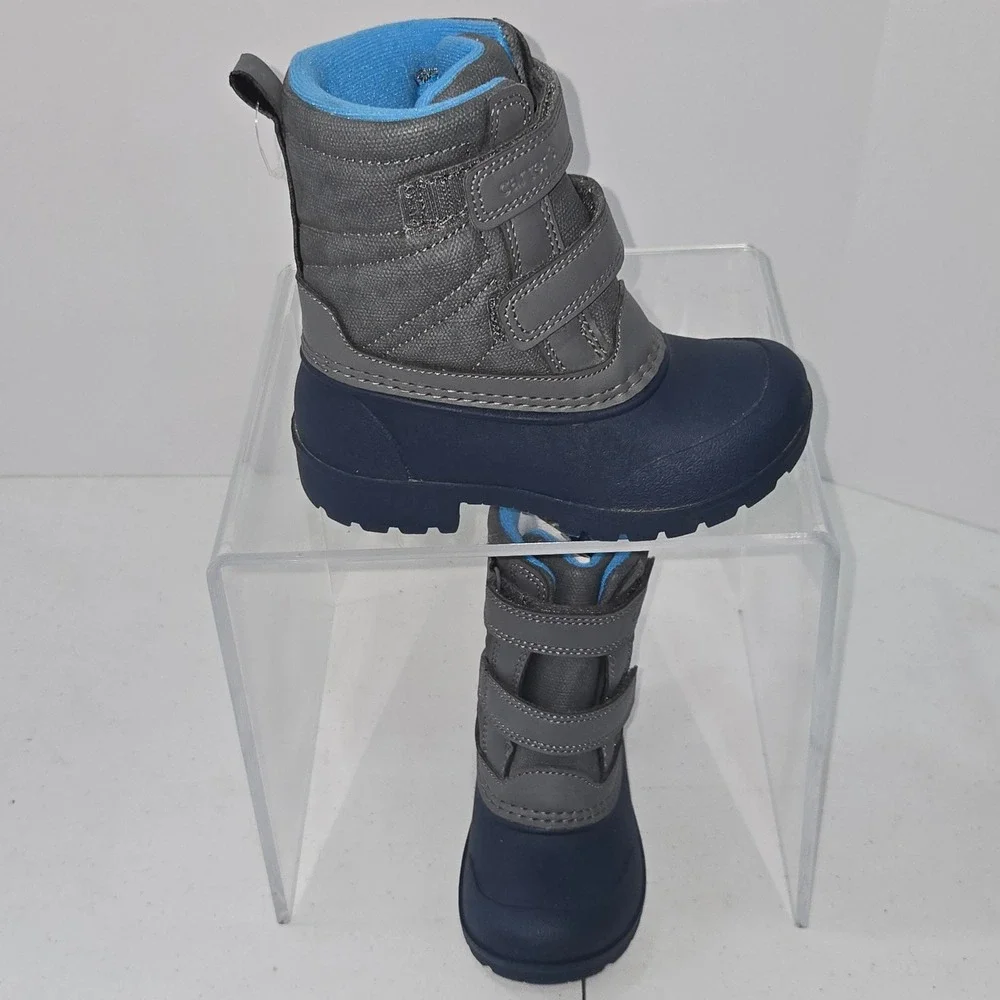 Carters Toddler Boy Snow Boots Blue Gray Hook and Loop Winter Shoes 7M DELTHA
